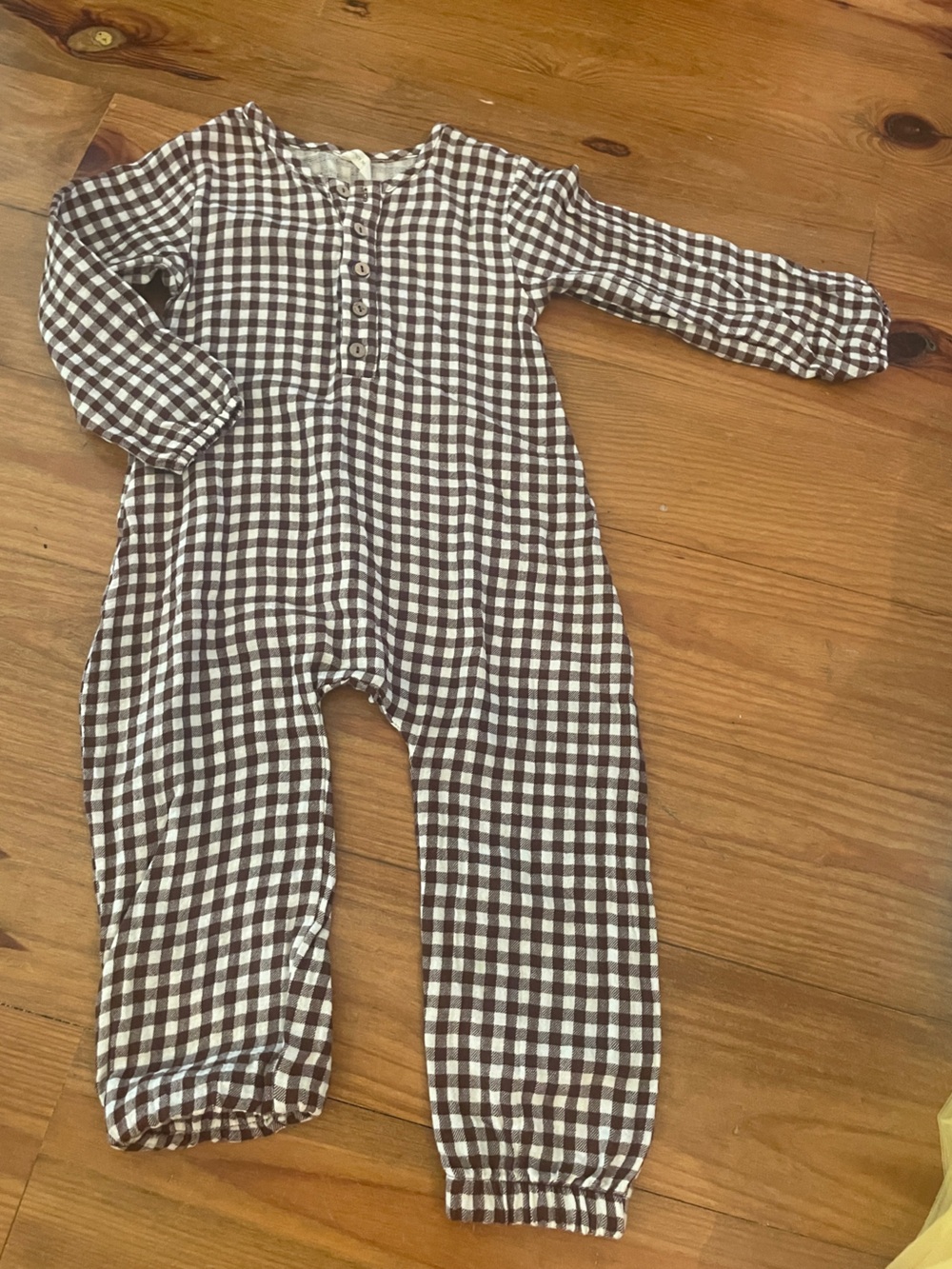 Quincy Mae Brown and White Gingham Jumpsuit